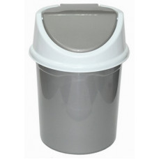 Контейнер для мусора с подвижной крышкой 4л (сер.мет/бел)