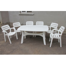 Комплект стол прямоугольный Премиум + кресло Далгория белый