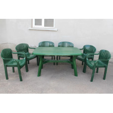Комплект стол прямоугольный Премиум + кресло Летнее темно-зеленый