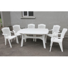Комплект стол прямоугольный Премиум + кресло Премиум белый