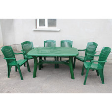 Комплект стол прямоугольный Премиум + кресло Премиум темно-зеленый