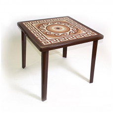 Стол квадратный с деколем Греческий орнамент шоколад