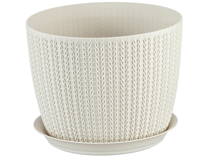 Кашпо ВЯЗАНИЕ D135мм с поддоном 1,1л