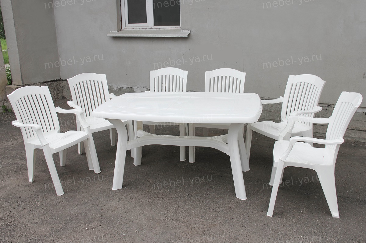 Комплект стол прямоугольный Премиум + кресло Премиум белый